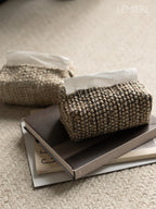 LEMIERE Wabi-Sabi Textured Fabric Tissue Box Cover | Modern Minimalist Desktop Storage