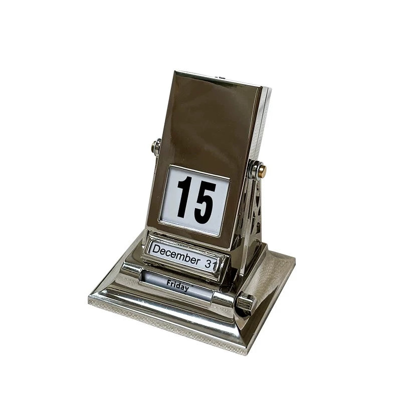 Vintage Alloy Perpetual Desk Calendar | Mechanical Flip Home & Office Decor