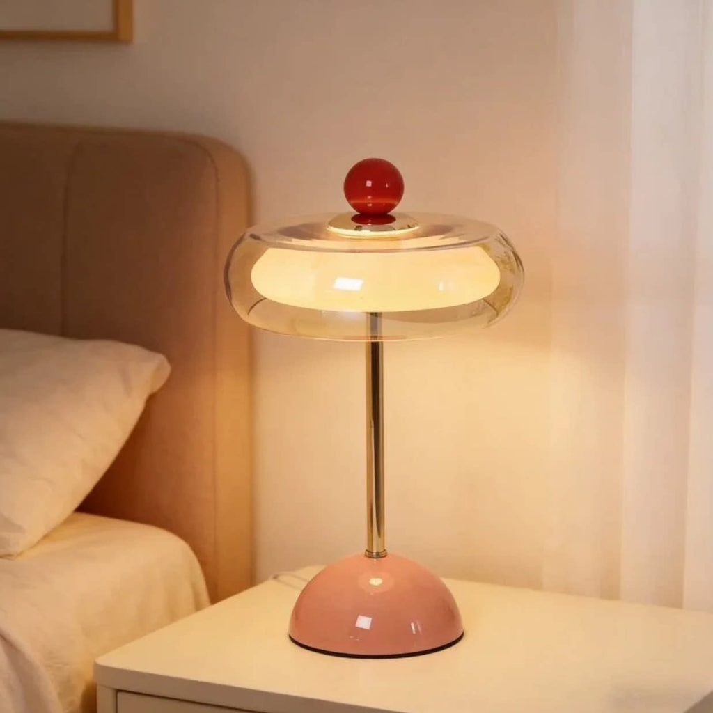French Retro Hand-Blown Glass Table Lamp | Rechargeable Ambient Night Light