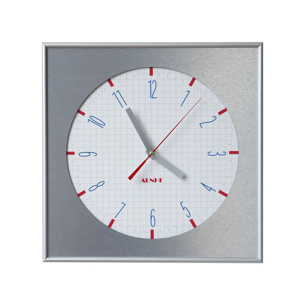 ALNHF Bauhaus Retro Grid Silent Wall Clock (35×35cm Aluminium Frame)