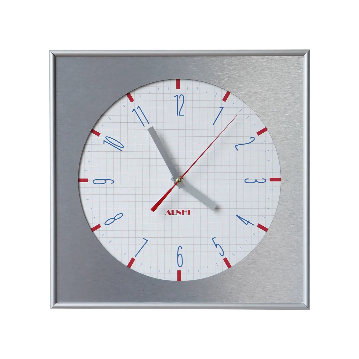ALNHF Bauhaus Retro Grid Silent Wall Clock (35×35cm Aluminium Frame)