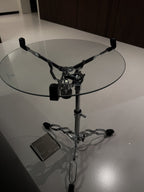 Modern Bauhaus Glass Coffee Table  Height-Adjustable Small Side Table for Living Room & Bedroom