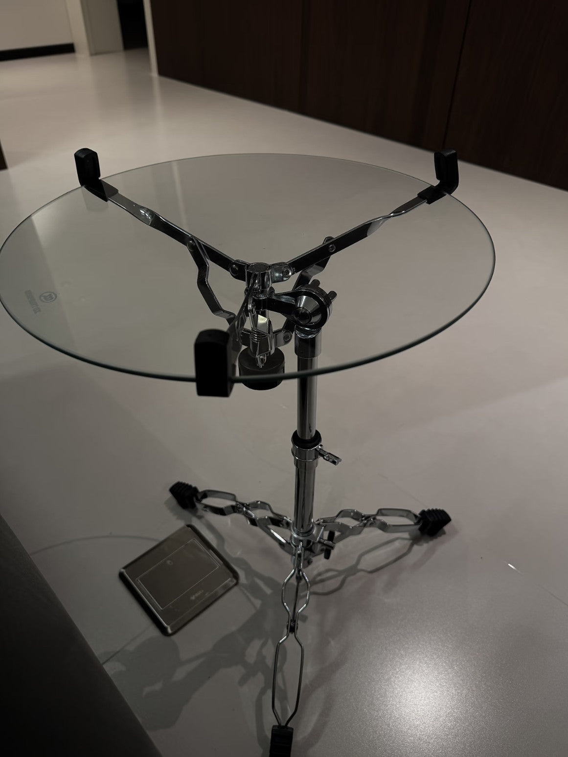 Modern Bauhaus Glass Coffee Table  Height-Adjustable Small Side Table for Living Room & Bedroom