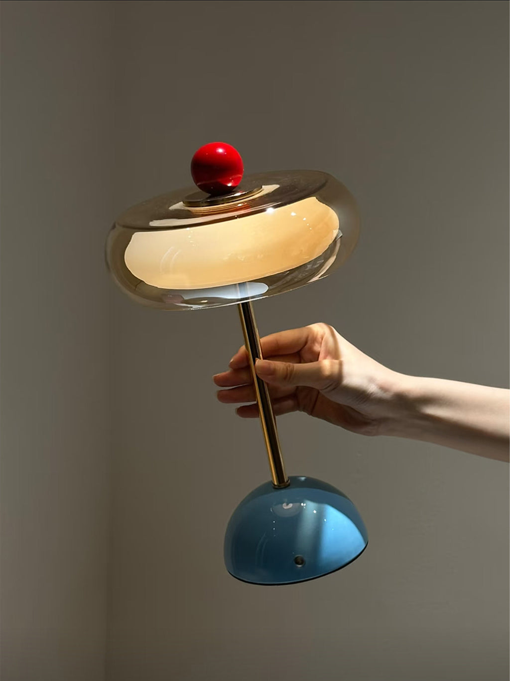 French Retro Hand-Blown Glass Table Lamp | Rechargeable Ambient Night Light