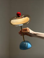 French Retro Hand-Blown Glass Table Lamp | Rechargeable Ambient Night Light