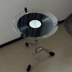 Modern Bauhaus Glass Coffee Table  Height-Adjustable Small Side Table for Living Room & Bedroom