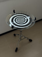 Modern Bauhaus Glass Coffee Table  Height-Adjustable Small Side Table for Living Room & Bedroom