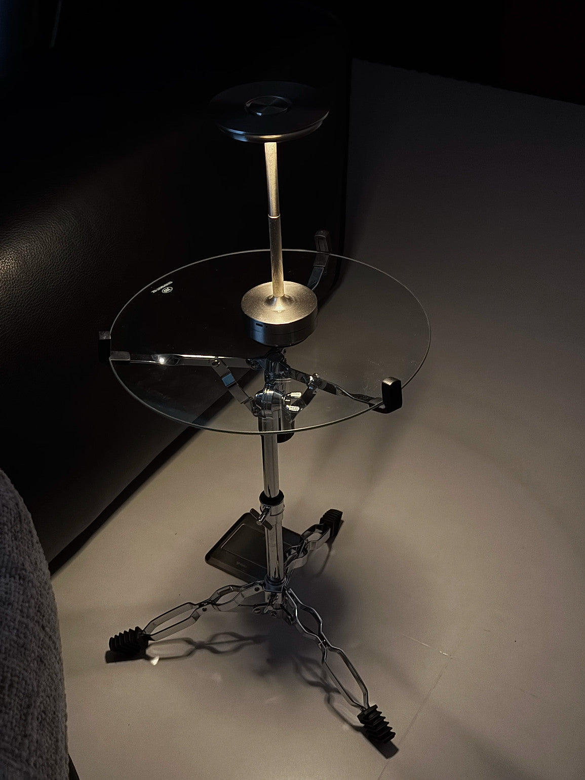 Modern Bauhaus Glass Coffee Table  Height-Adjustable Small Side Table for Living Room & Bedroom