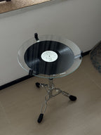 Modern Bauhaus Glass Coffee Table  Height-Adjustable Small Side Table for Living Room & Bedroom