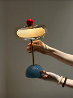 French Retro Hand-Blown Glass Table Lamp | Rechargeable Ambient Night Light