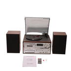 4-in-1 Retro Stereo Music Center Vinyl Record Player CD Cassette Bluetooth