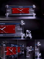 TPOL Industrial Style Aluminum Alloy Clock  Handmade Mechanical Metal Desktop Ornament