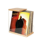 Solid Wood Vinyl Record & Media Storage Rack | Transparent Acrylic Display Box