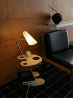 Keijo Integrated Side Table Ambient Floor Lamp  Vintage Aalto-Style Wooden Bedside Light