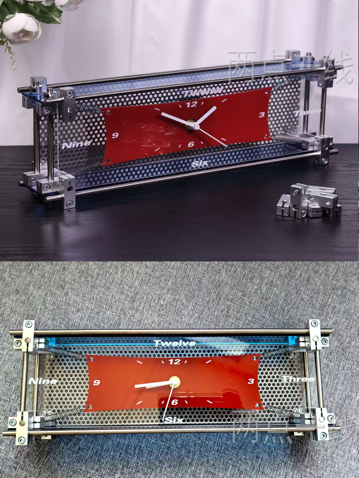 TPOL Industrial Style Aluminum Alloy Clock  Handmade Mechanical Metal Desktop Ornament