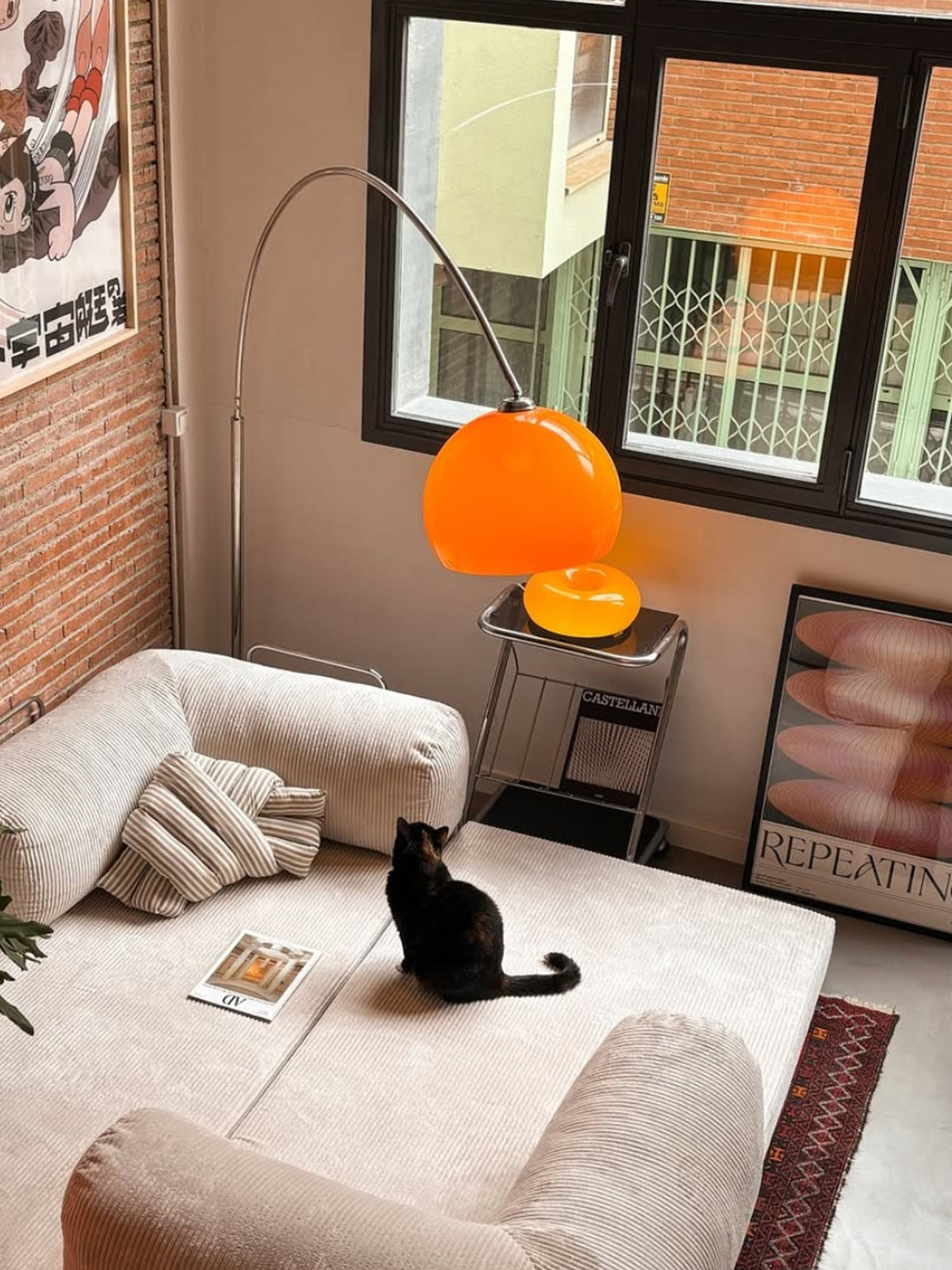 Vintage Bauhaus Arc Floor Lamp  Mid-Century Modern Sunset Ambiance Light for Living Room & Bedroom