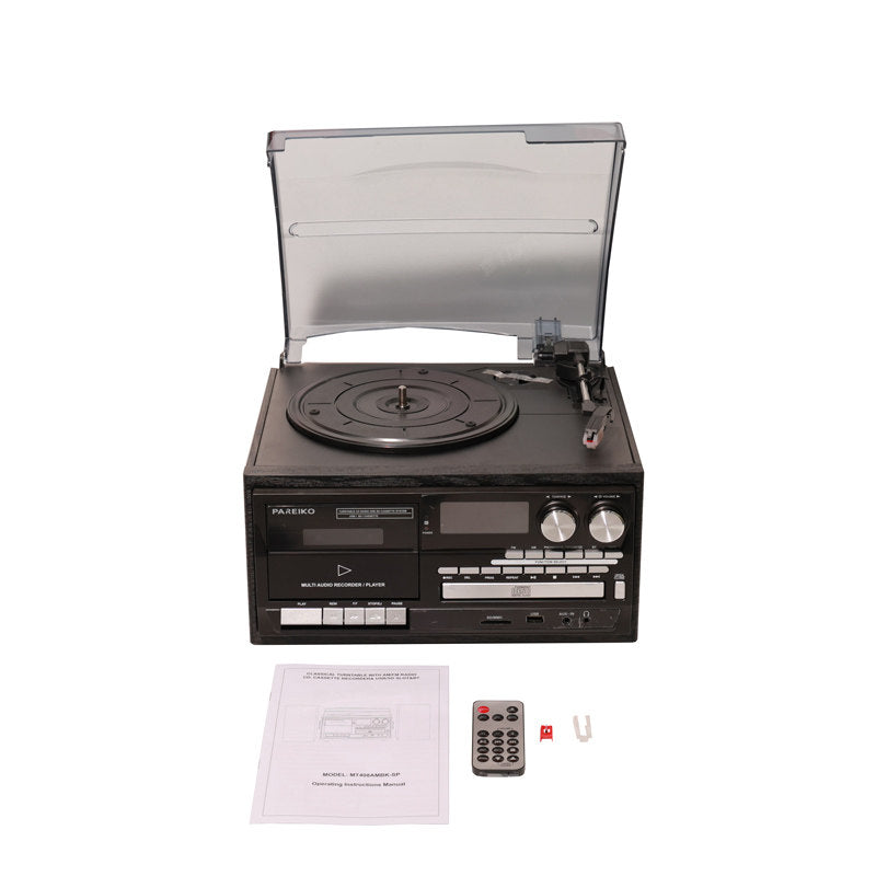 4-in-1 Retro Stereo Music Center Vinyl Record Player CD Cassette Bluetooth