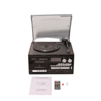 4-in-1 Retro Stereo Music Center Vinyl Record Player CD Cassette Bluetooth