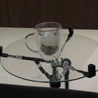 Modern Bauhaus Glass Coffee Table  Height-Adjustable Small Side Table for Living Room & Bedroom