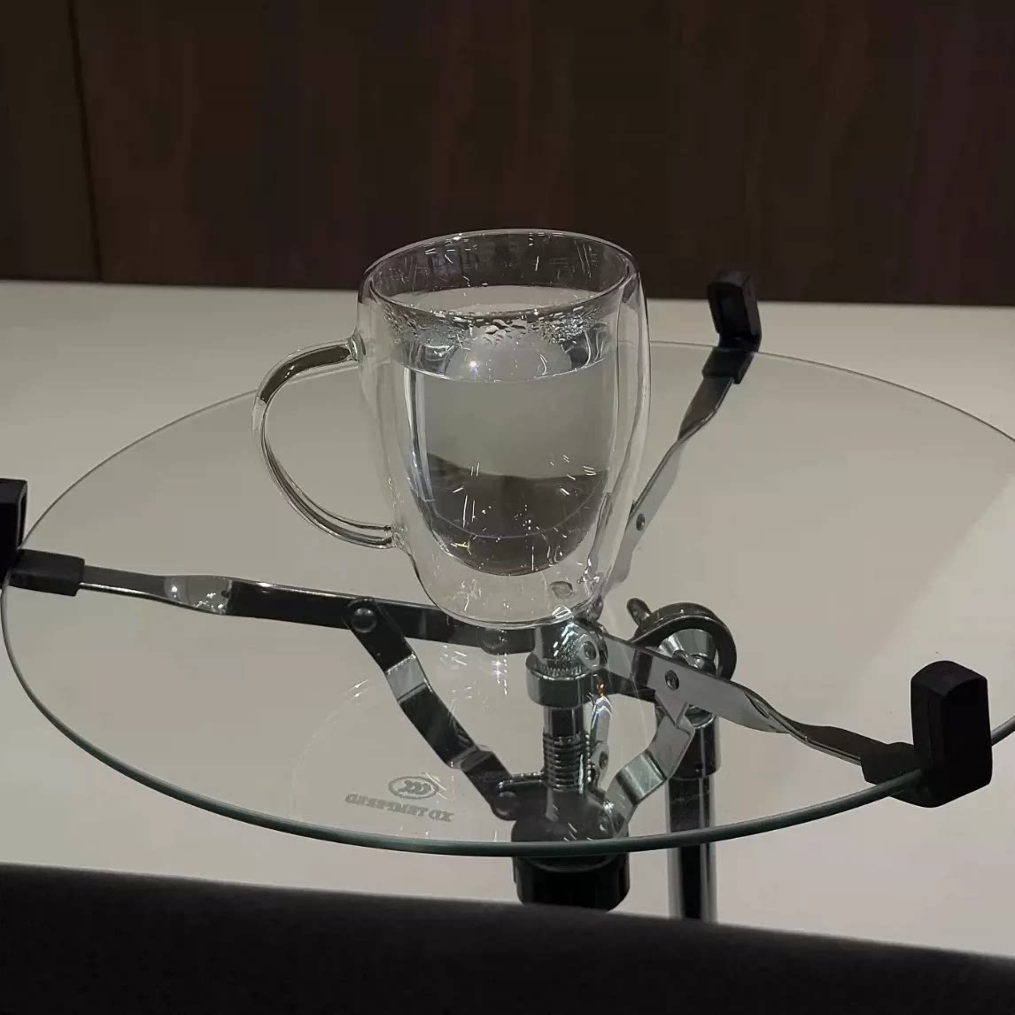 Modern Bauhaus Glass Coffee Table  Height-Adjustable Small Side Table for Living Room & Bedroom