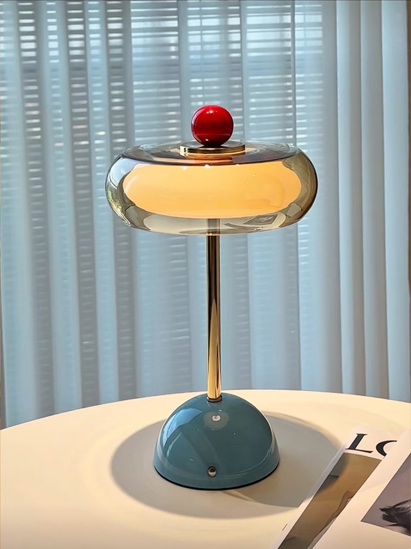 French Retro Hand-Blown Glass Table Lamp | Rechargeable Ambient Night Light