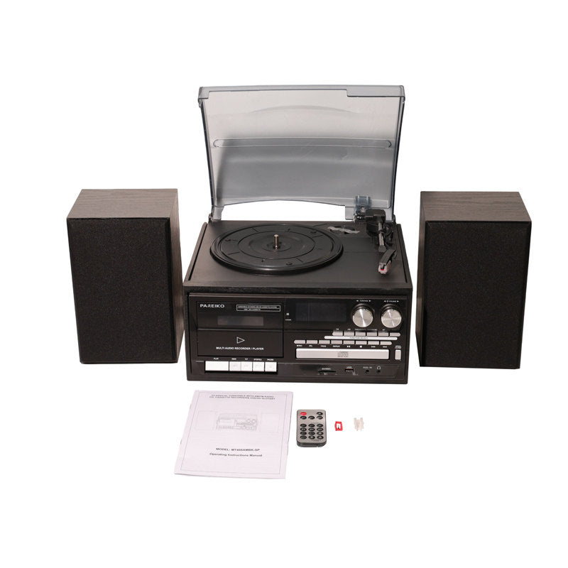 4-in-1 Retro Stereo Music Center Vinyl Record Player CD Cassette Bluetooth