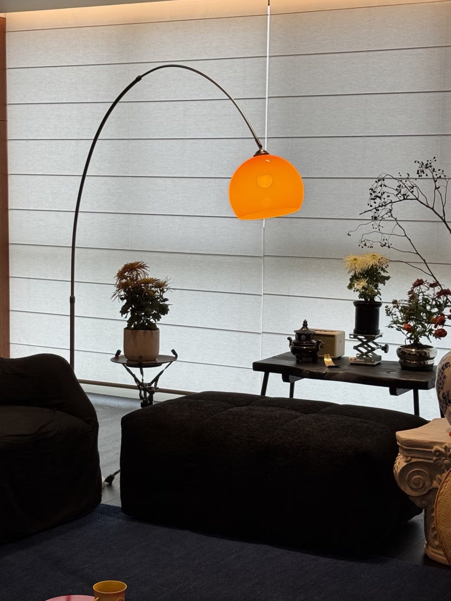 Vintage Bauhaus Arc Floor Lamp  Mid-Century Modern Sunset Ambiance Light for Living Room & Bedroom