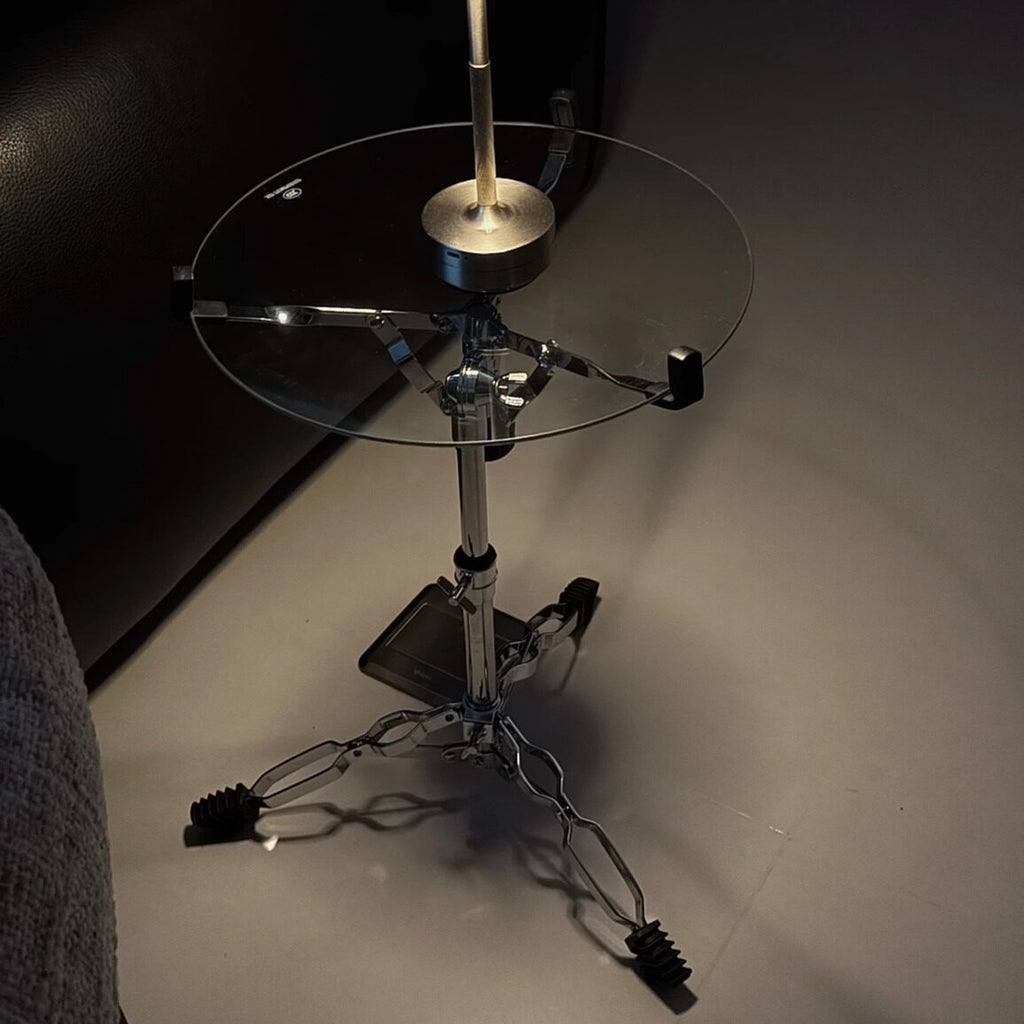 Modern Bauhaus Glass Coffee Table  Height-Adjustable Small Side Table for Living Room & Bedroom