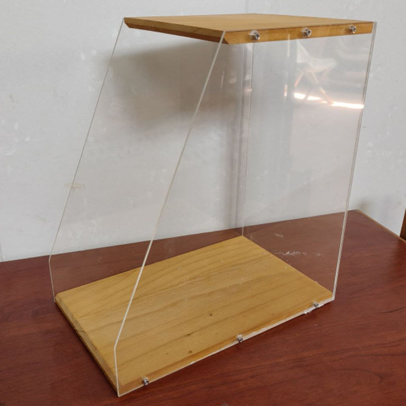Solid Wood Vinyl Record & Media Storage Rack | Transparent Acrylic Display Box
