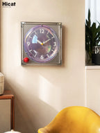 Hicat Modern Bauhaus Acrylic Pocket Watch Wall Clock  Minimalist Square Decor